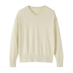Pull à col en V en mélange de fibres de soja pour femme