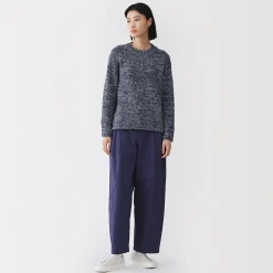 Pull à col ras du cou bouclé en mélange de coton pour femme