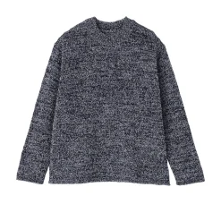 Pull à col ras du cou bouclé en mélange de coton pour femme