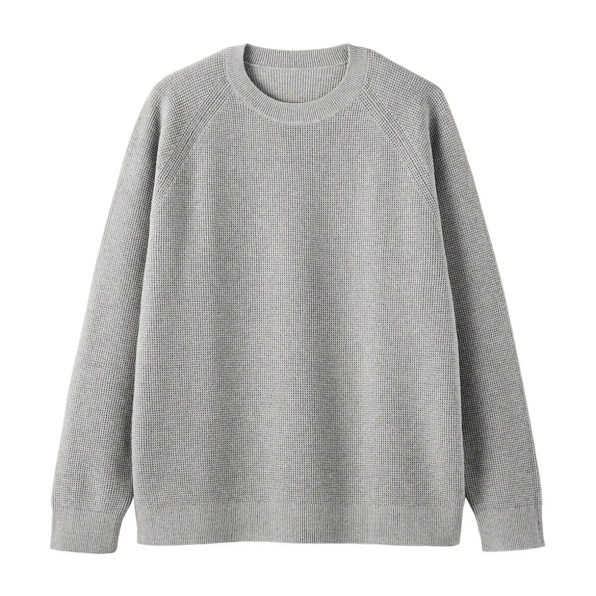 Pull à col ras du cou en tricot gaufré de coton mélangé pour homme