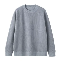 Pull à col ras du cou en tricot gaufré de coton mélangé pour homme
