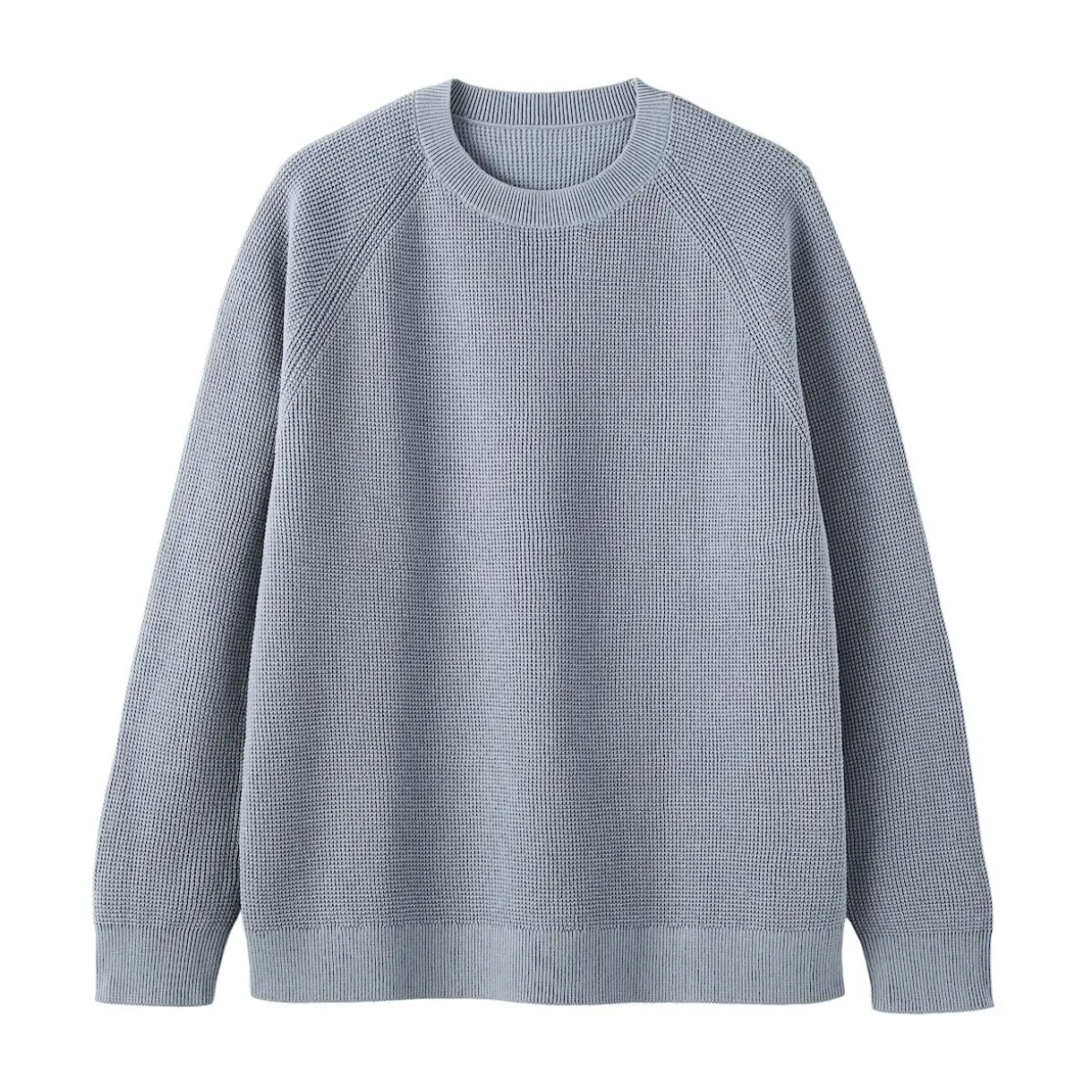 Pull à col ras du cou en tricot gaufré de coton mélangé pour homme