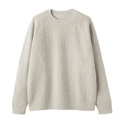 Pull à col ras du cou en tricot gaufré de coton mélangé pour homme