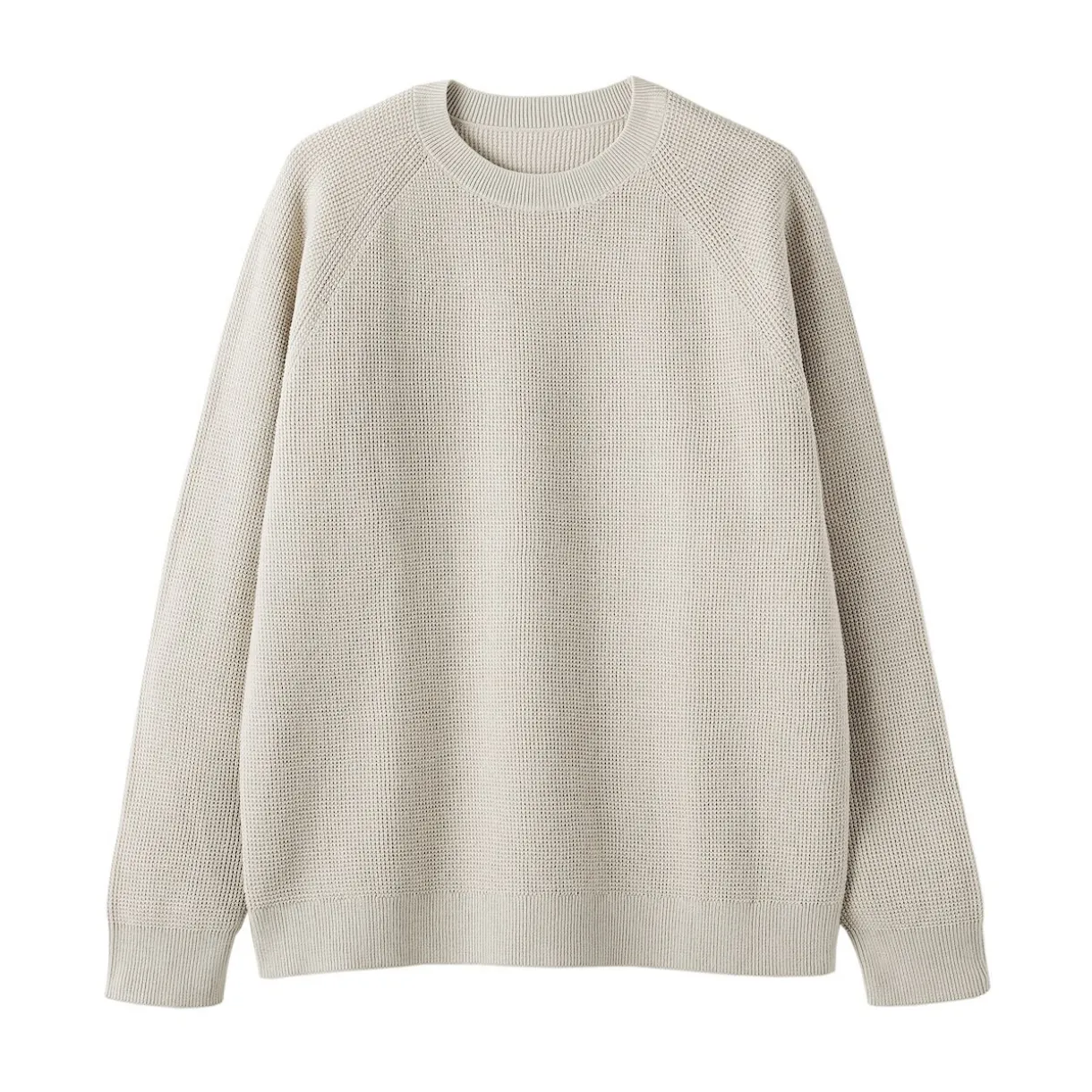 Pull à col ras du cou en tricot gaufré de coton mélangé pour homme