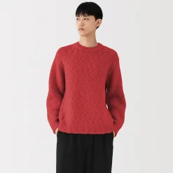 Pull à col rond à tricot épais en laine mérinos pour homme