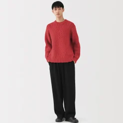 Pull à col rond à tricot épais en laine mérinos pour homme