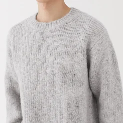 Pull à col rond à tricot épais en laine mérinos pour homme