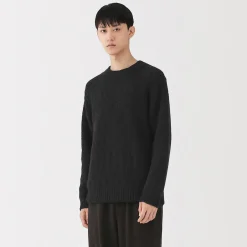 Pull à col rond à tricot épais en laine mérinos pour homme
