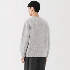 Pull à col rond à tricot épais en laine mérinos pour homme