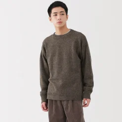 Pull à col rond en laine des Andes à grosses mailles pour homme