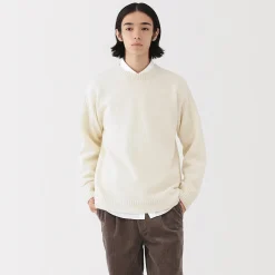 Pull à col rond en laine des Andes à grosses mailles pour homme