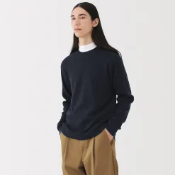 Pull à col rond en laine tricot moyen pour homme