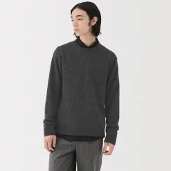 Pull à col rond en laine tricot moyen pour homme
