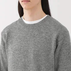 Pull à col rond en laine tricot moyen pour homme