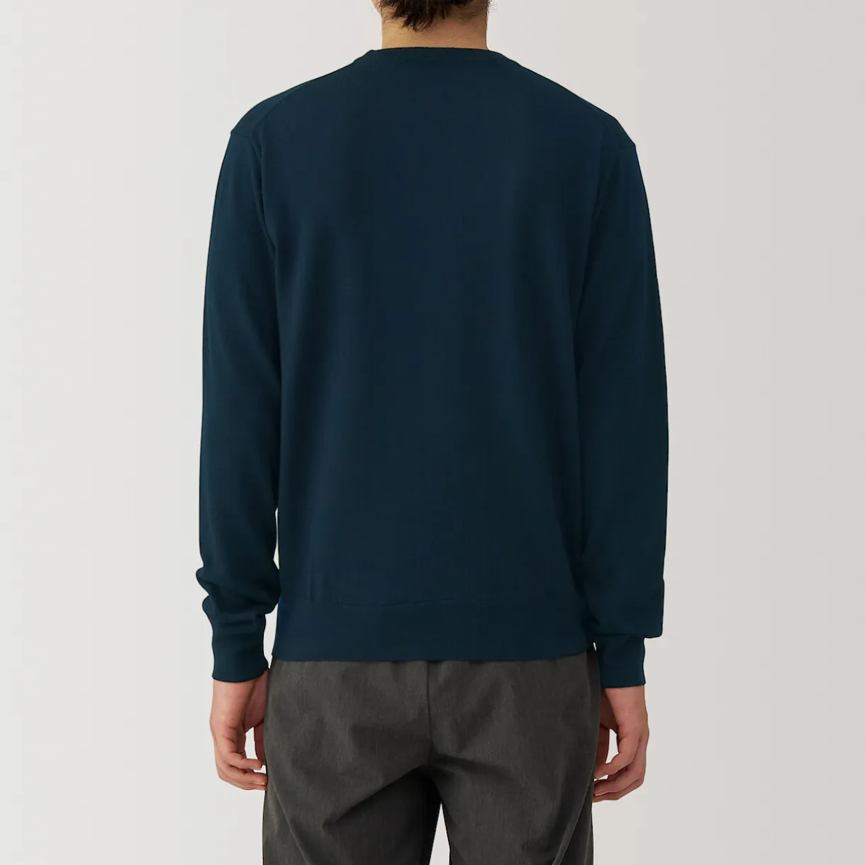 Pull à col rond en laine tricot fin pour homme