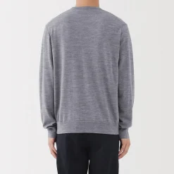 Pull à col rond en laine tricot fin pour homme