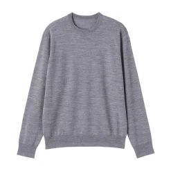 Pull à col rond en laine tricot fin pour homme