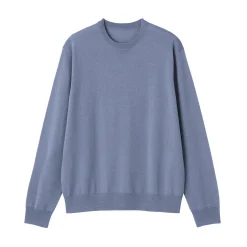 Pull à col rond en laine tricot fin pour homme
