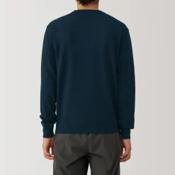 Pull à col rond en laine tricot fin pour homme
