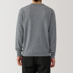 Pull à col rond en laine tricot fin pour homme