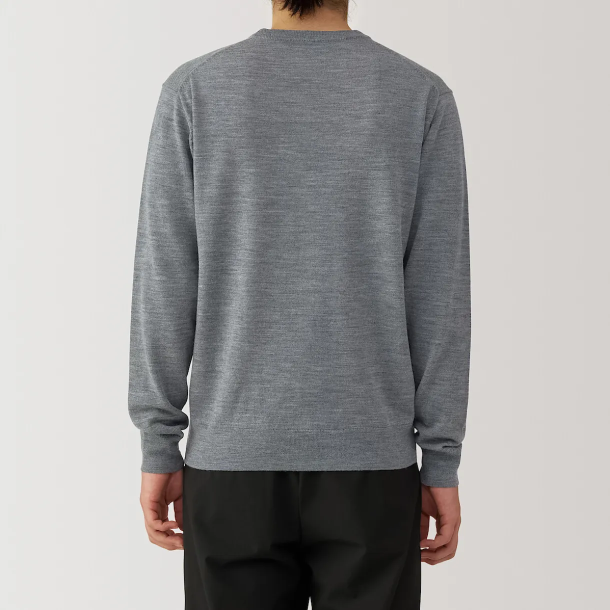 Pull à col rond en laine tricot fin pour homme