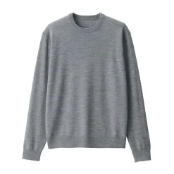 Pull à col rond en laine tricot fin pour homme