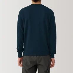 Pull à col rond en laine tricot fin pour homme