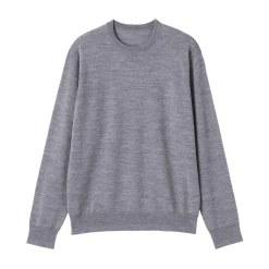 Pull à col rond en laine tricot fin pour homme