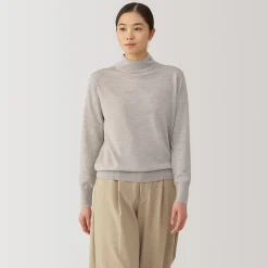 Pull col montant en laine à fine maille femme