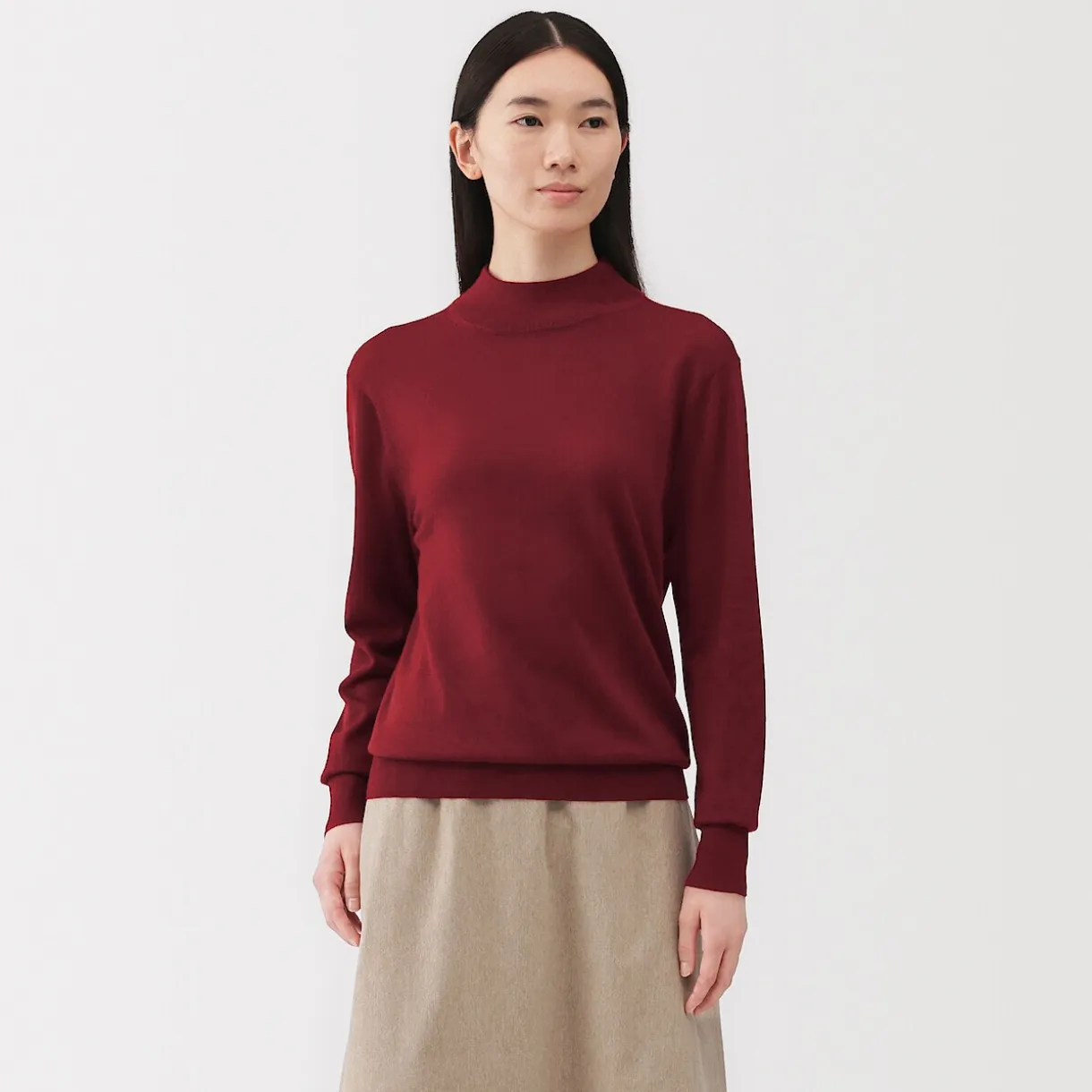 Pull col montant en laine à fine maille femme