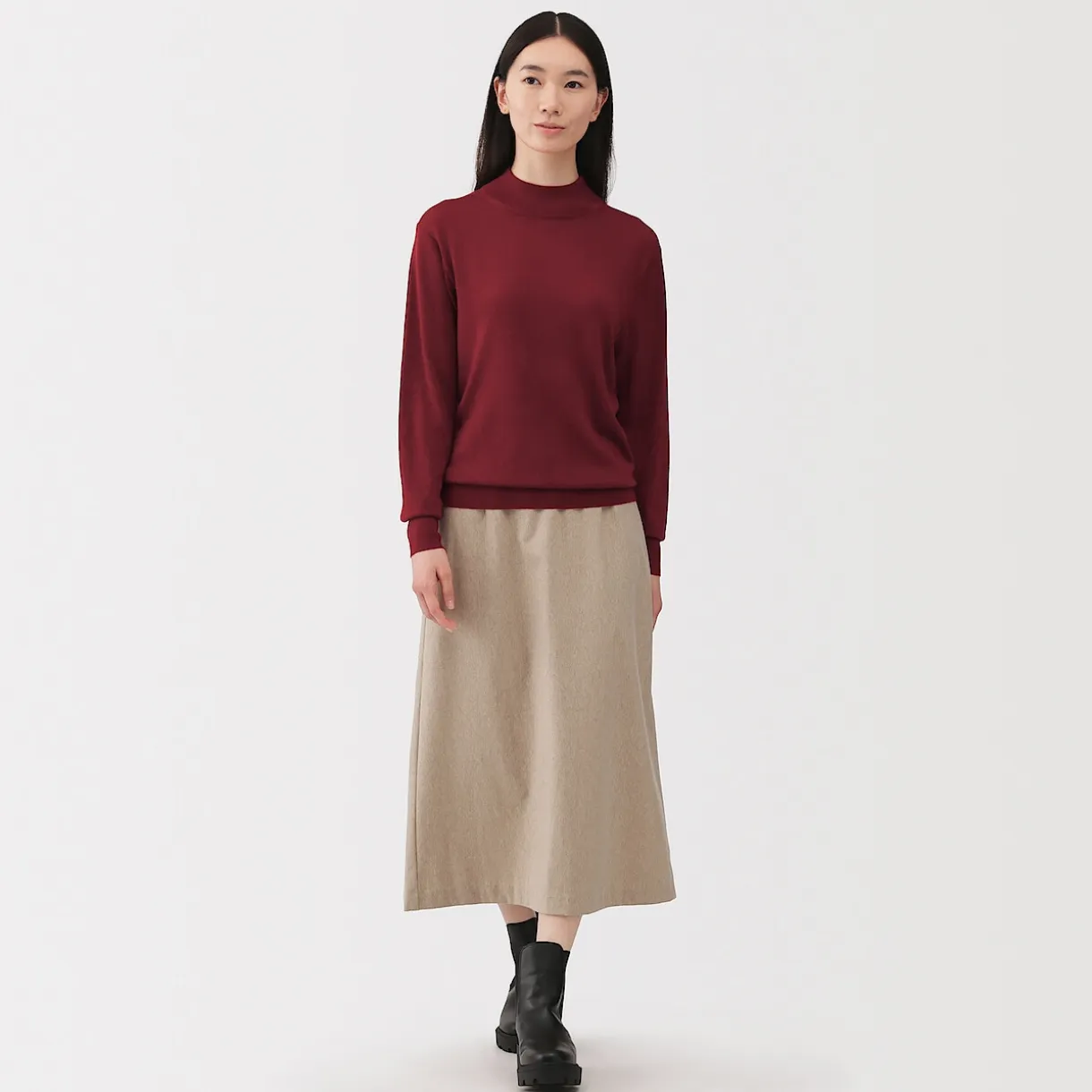 Pull col montant en laine à fine maille femme