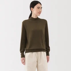 Pull col montant en laine à fine maille femme