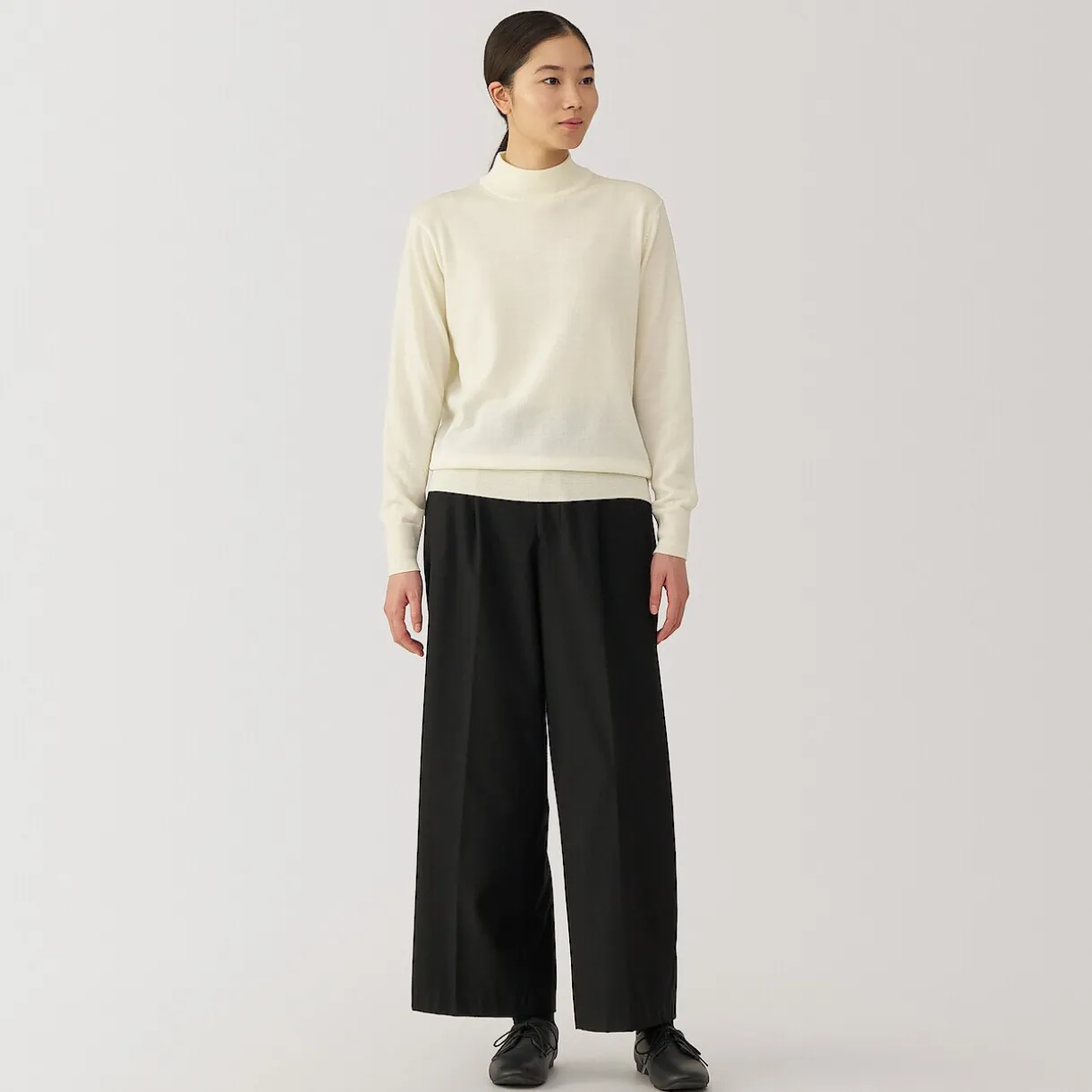 Pull col montant en laine à fine maille femme