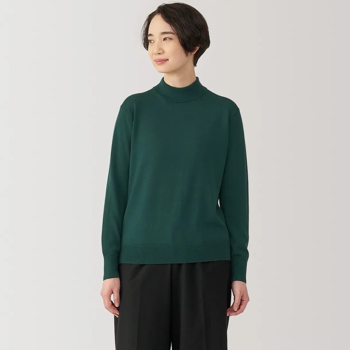 Pull col montant en laine à fine maille femme