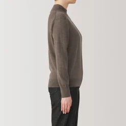 Pull col montant en laine à fine maille femme