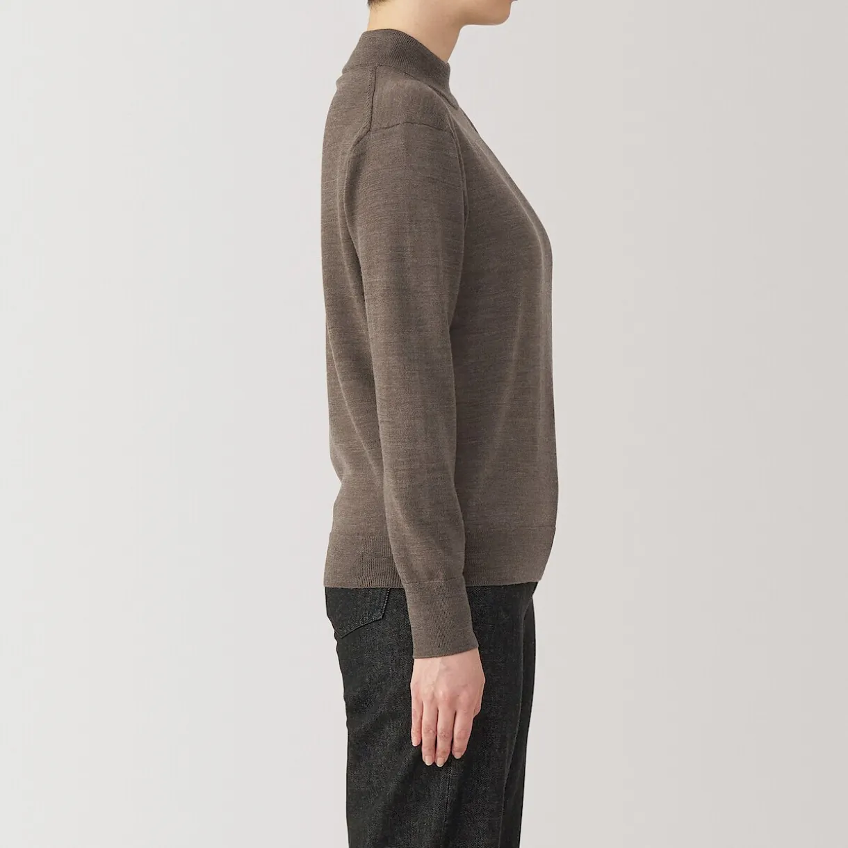 Pull col montant en laine à fine maille femme