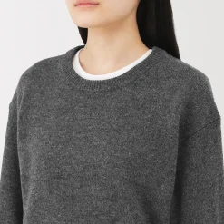 Pull col rond en tricot de laine moyen femme