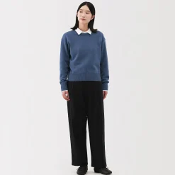 Pull col rond en tricot de laine moyen femme