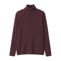 Pull en laine côtelée col roulé homme