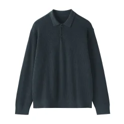 Pull polo côtelé en mélange de coton pour homme