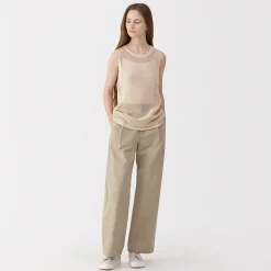 Pull sans manche en tricot de washi et coton pour femme