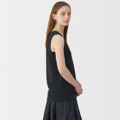 Pull sans manche en tricot de washi et coton pour femme