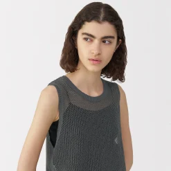 Pull sans manche en tricot de washi et coton pour femme