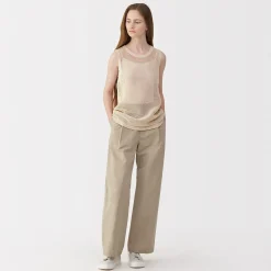 Pull sans manche en tricot de washi et coton pour femme