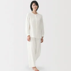 Pyjama en double gaze à pois dobby pour femme