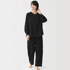 Pyjama en double gaze à pois dobby pour femme