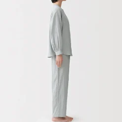 Pyjama en double gaze à pois dobby pour femme