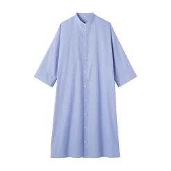 Robe chemise à col montant en popeline de coton biologique pour femme