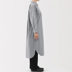 Robe chemise en coton large délavé pour femme