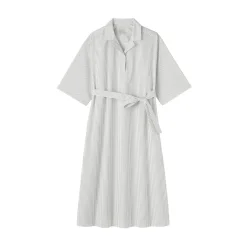 Robe chemise large à manches 3/4 et en coton Quick Dry pour femme